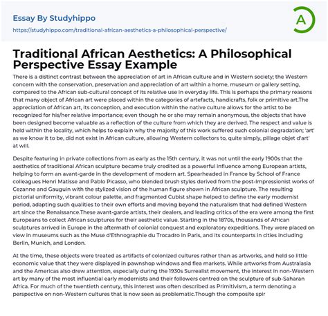 kumaloi|Analyzing The African Aesthetics Essay .